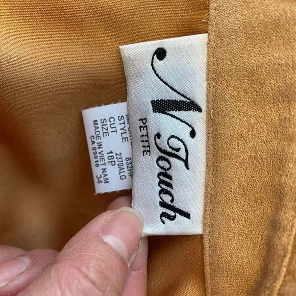 VTG N Touch Faux Sued Style Full Zip Beige Jacket Women Plus size 18P Pockets - Picture 4 of 6